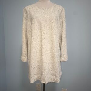 J. Jill Women’s Speckled 3/4 Sleeve Sweater Sweatshirt Size XL Oatmeal